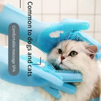 Pet Grooming Cleaning Gloves Dog Cat Bathing Shampoo Glove Scrubber Magic Dishwashing Cleanner Sponge Silicon Hair Removal Glove 4