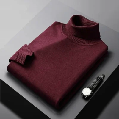 New Autumn Arrival Casual Turtleneck Sweater Men Solid Color Long Sleeve Pullovers 5