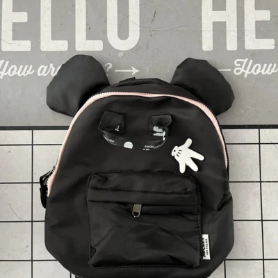 New Style Children's Bag Girls Boys Disney Brand Mickey Mouse Backpack Black Nylon Zipper Two Shoulders WaterProof Schoolbag 2