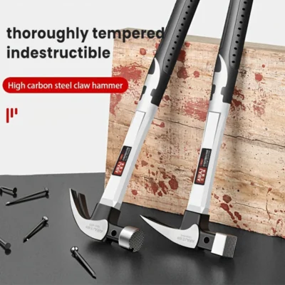 AIRAJ Short/Long Handle Claw Hammer Double Nail High Carbon Steel Household Durable Anti Slip Industrial Grade Hand Tool 6