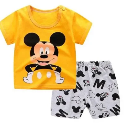 Summer T-shirt Shorts Children's Short Sleeve Set Cotton Tees Pants Tracksuits Boys And Girls Babies Clothes Casual Two Piece 4