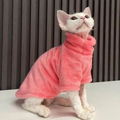 2023 New Hairless Cat Sweater Winter Fashion Thickening Warm Sphynx Clothes Home Comfortable Winter Dog Clothes for Small Dogs 2