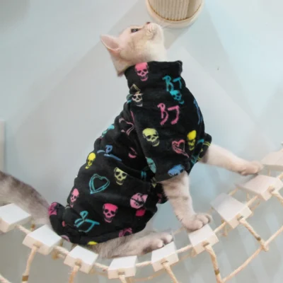2023 New Hairless Cat Sweater Winter Fashion Thickening Warm Sphynx Clothes Home Comfortable Winter Dog Clothes for Small Dogs 6