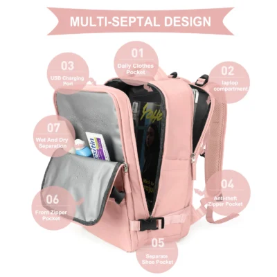 Women Travel Backpack Wizzair Cabin Backpack 40x30x20 Airplane, Large Capacity Waterproof Casual Bag Suitcase Laptop Backpacks 3