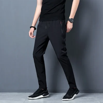 2024 Men's Running Pants Quick-Dry Thin Casual Trousers Sport Pants with Zipper Pockets Sportswear Running Jogging Sportpants 4
