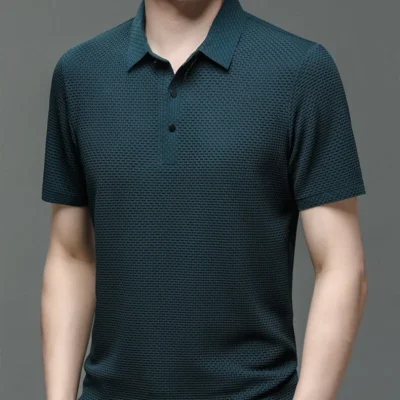 Summer New Men's Short Sleeve T-shirt Cool and Breathable POLO Shirt Business Casual Sweat-absorbing Top 4