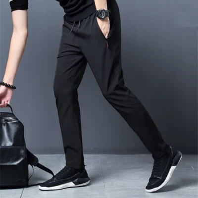 2024 Men's Running Pants Quick-Dry Thin Casual Trousers Sport Pants with Zipper Pockets Sportswear Running Jogging Sportpants 6