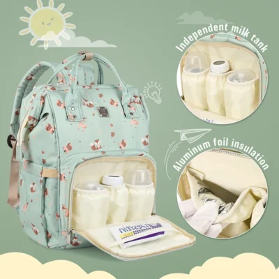 Diaper Backpack, Large Capacity Baby Bag, Multi-Function Travel Backpack Nappy Bags, Nursing Bag, Waterproof Fashion Mummy Bag 1