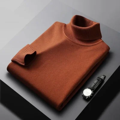 New Autumn Arrival Casual Turtleneck Sweater Men Solid Color Long Sleeve Pullovers 4