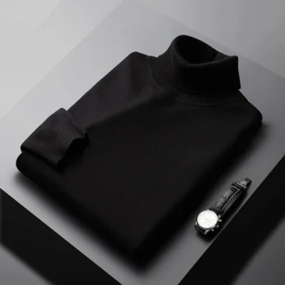 New Autumn Arrival Casual Turtleneck Sweater Men Solid Color Long Sleeve Pullovers 2