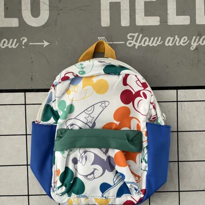 New Style Children's Bag Girls Boys Disney Brand Mickey Mouse Backpack Black Nylon Zipper Two Shoulders WaterProof Schoolbag 6