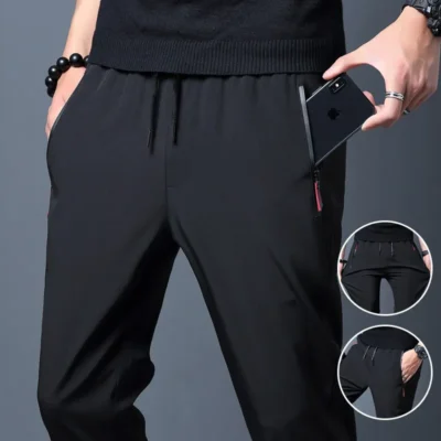 2024 Men's Running Pants Quick-Dry Thin Casual Trousers Sport Pants with Zipper Pockets Sportswear Running Jogging Sportpants 1