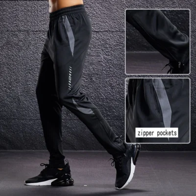 Men Sport Pants Running Pants With Zipper Pockets Soccer Training Jogging Sports Trousers Fitness Football Leggings Sweatpants 2