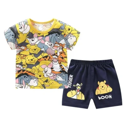 Summer T-shirt Shorts Children's Short Sleeve Set Cotton Tees Pants Tracksuits Boys And Girls Babies Clothes Casual Two Piece 3