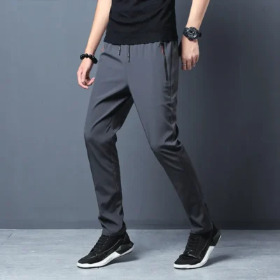 2024 Men's Running Pants Quick-Dry Thin Casual Trousers Sport Pants with Zipper Pockets Sportswear Running Jogging Sportpants 5
