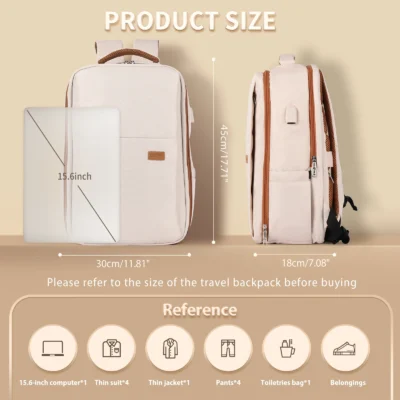 Laptop Backpack for Women, Large Travel Backpack Airline Approved with Luggage Strap, Water Resistant College Work Bag for Men 2