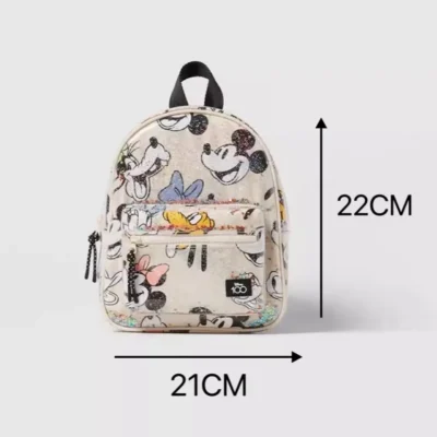 New Style Children's Bag Girls Boys Disney Brand Mickey Mouse Backpack Black Nylon Zipper Two Shoulders WaterProof Schoolbag 4