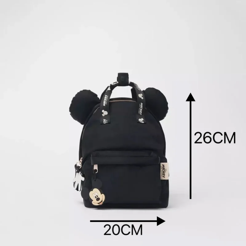 New Style Children's Bag Girls Boys Disney Brand Mickey Mouse Backpack Black Nylon Zipper Two Shoulders WaterProof Schoolbag 1