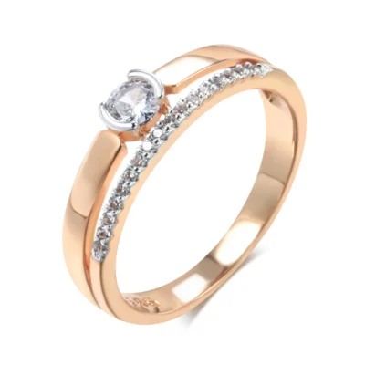 Kinel Luxury Natural Zircon Rings For Women 585 Rose Gold Silver Color Mix Setting Slim Design Daily Bride Wedding Jewelry 6