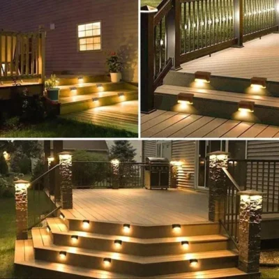 Solar Deck Lights 12 PacK Outdoor Step Lights Waterproof Led Solar Lamp for Railing Stairs Step Fence Yard Patio and Pathway 3
