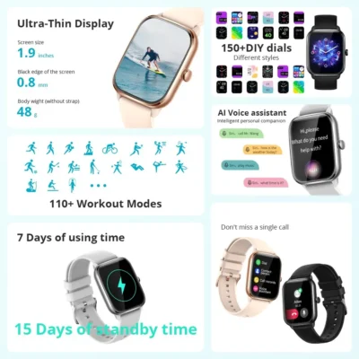 COLMI C61 Smartwatch 1.9 Inch Full Screen Bluetooth Calling Heart Rate Sleep Monitor 100 Sport Models Smart Watch For Men Women 2