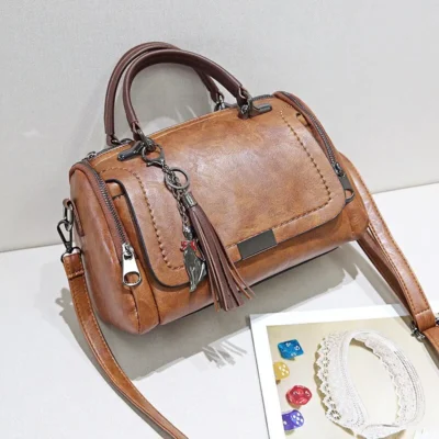Yogodlns Tassel Decor Handbag, Women's Large Capacity Shoulder Bag, Fashion Zipper Crossbody Bag With Removable Strap 2