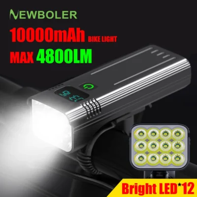 NEWBOLER 12 LED Bike Light 4800 Lumens USB Chargeable Aluminum MTB Bicycle Light 10000mAh Power Bank Headlight Bike Accessorie 1