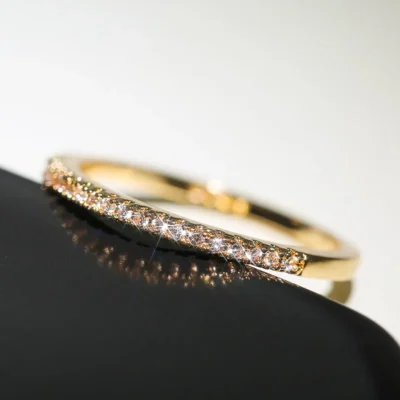 Huitan New Minimalist Thin Rings for Women Wedding Brilliant Cubic Zircon High Quality Versatile Female Finger Ring Jewelry 3