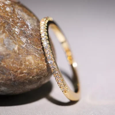 Huitan New Minimalist Thin Rings for Women Wedding Brilliant Cubic Zircon High Quality Versatile Female Finger Ring Jewelry 1