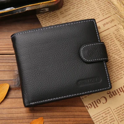 JINBAOLAI Leather Men Wallets Cow Leather Solid Sample Style Zipper Purse Man Card Horders Famous Brand High Quality Male Wallet 6