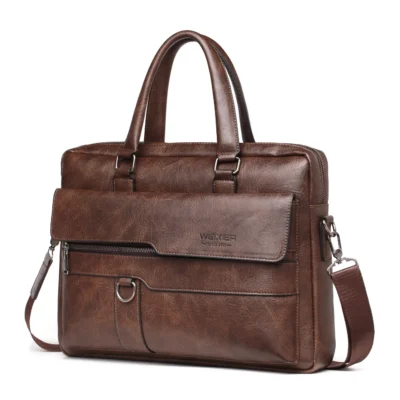 2023 Men Briefcase Bag High Quality Business Famous Brand PU Leather Shoulder Messenger Bags Office Handbag 14 inch Laptop bag 6