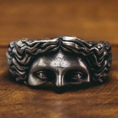 New Vintage Brass Religious Belief Jesus Head Ring for Men Women 2023 Retro Pure Copper Finger Rings Bands Fashion Jewelry Gift 1
