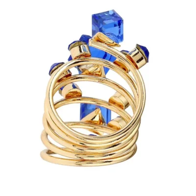 Trendy Metal Multi Stones Rings For Women Ladies Irregular Crystal Rhinestone Open Engagement Ring Luxury Oversized Jewelry Gift 5