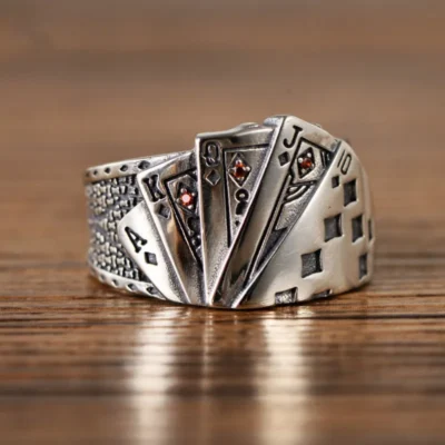 New Fashion Vintage Lucky Poker Opening Rings For Women Men Playing Card Finger Stainless Steel Ring Fashion Party Jewelry 1