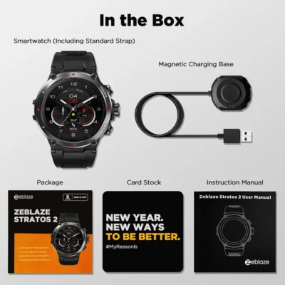 Zeblaze Stratos 2 GPS Smart Watch AMOLED Display 24h Health Monitor 5 ATM Long Battery Life Smartwatch for Men 6