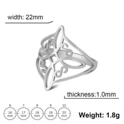 Witch Knot Stainless Steel Ring Wiccan Cross Celtics Knot Women Men Rings Witchcraft Good Luck Protection Amulet New Year Gifts 6