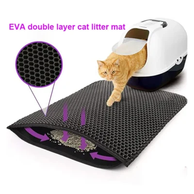 Cat Litter Mat Double Layer Waterproof Urine Proof Trapping Mat Easy to Clean Non-Slip Toilet Pad Cat Scratch Pad Large Foot Pad 1