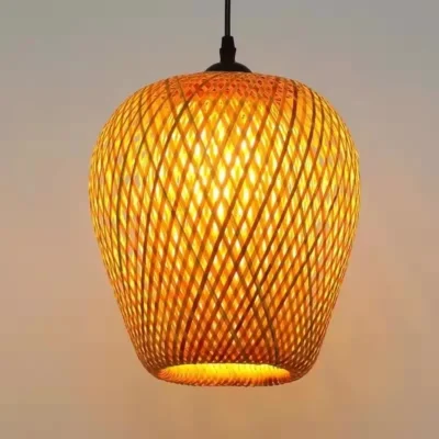 Classical Bamboo Weaving Chandelier Lamp Handmade Pendant Light Hanging LED Ceiling Fixtures Rattan Woven Home Bedroom Decors 2