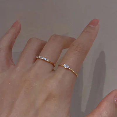 Luxury Zircon Heart Rings for Women Opening Adjustable Weave Rhinestone Ring Engagement Wedding Jewelry Fashion Girlfriend Gifts 2