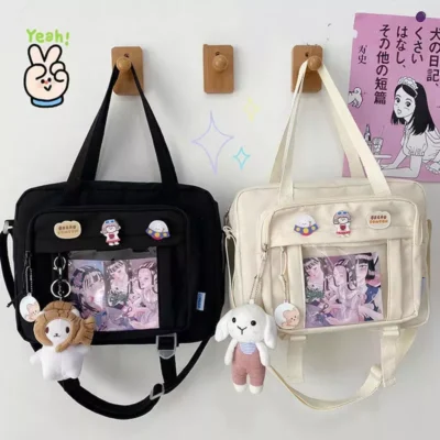 Japanese High School Girls Crossbody Bags Nylon Book Bag Transparent Itabag Women Handbags JK Bag Second Element Shoulder Bag 1