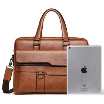 2023 Men Briefcase Bag High Quality Business Famous Brand PU Leather Shoulder Messenger Bags Office Handbag 14 inch Laptop bag 2