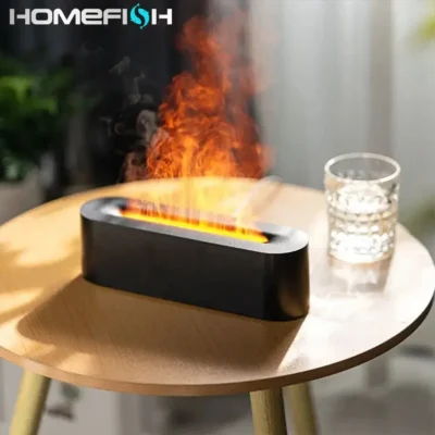 Newest RGB Flame Aroma Diffuser Humidifier USB Desktop Simulation Light Aromatherapy Purifier Air for Bedroom With 7 Colors 4