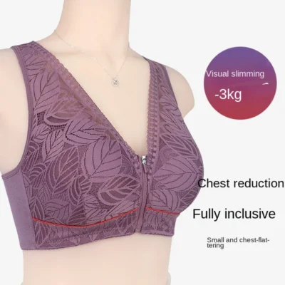 Soft cotton cups before the zipper in the elderly underwear breathable women without steel ring tank top lace large size bra 3