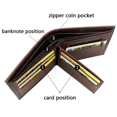 Short Men Wallets Zipper Coin Pocket Slim Card Holders Luxury Male Purses High Quality PU Leather Men's Wallet Money Clips 3