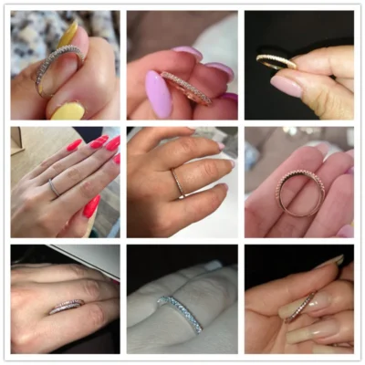 Huitan New Minimalist Thin Rings for Women Wedding Brilliant Cubic Zircon High Quality Versatile Female Finger Ring Jewelry 5