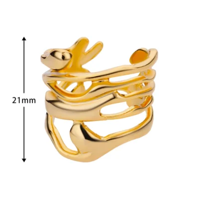 Stainless Steel Rings For Women Men Gold Color Hollow Wide Ring Female Male Engagement Wedding Party Finger Jewelry Gift Trend 6