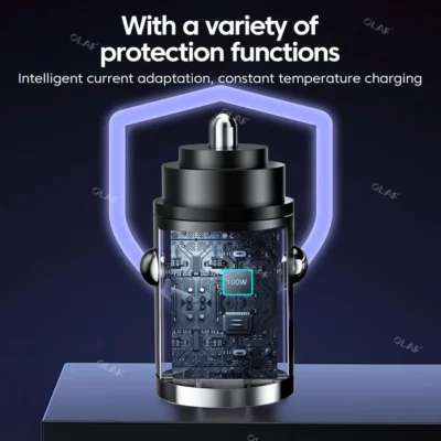 Mini 100W USB Car Charger Type C QC3.0 PD Car Chargers Fast Charging Car Phone Charger Adapter For iphone Samsung Huawei Xiaomi 6
