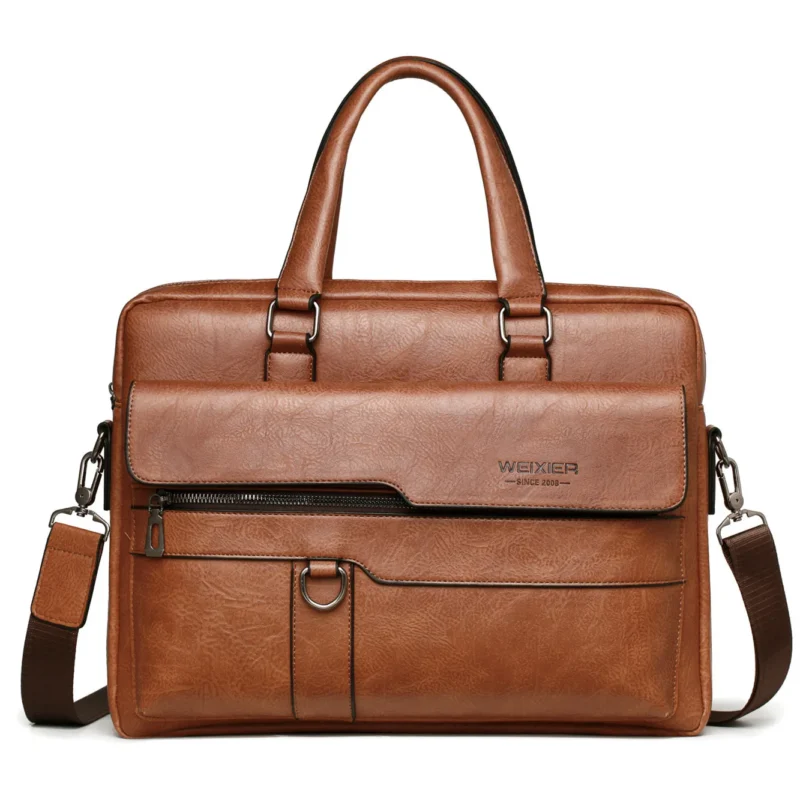 2023 Men Briefcase Bag High Quality Business Famous Brand PU Leather Shoulder Messenger Bags Office Handbag 14 inch Laptop bag 1