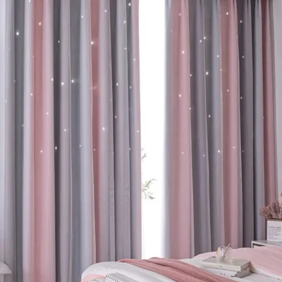 Blackout Kids Curtains for Bedroom Thermal Insulated Silver Twinkle Star Curtains for Boys Antique Grommet Top Window Treatment 2