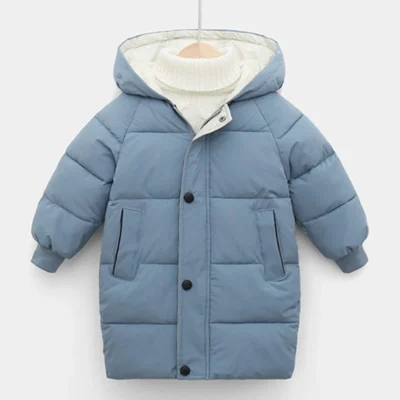 Kids Coats Baby Boys Jackets Fashion Warm Girls Hooded Snowsuit For 3-10Y Teen Children Thick Long Outerwear Kids Winter Clothes 1